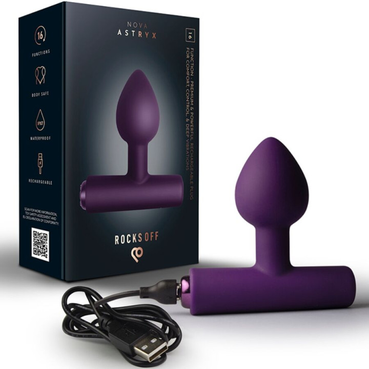 ROCKS-OFF - NOVA ASTRYX PREMIUM PLUG ANAL RECARGABLE 16 FUNCIONES VIOLETA | VibraZon