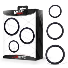 Set de 3 Anillos para el Pene Silicona S, M y L de Beast Rings