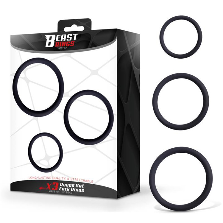 Set de 3 Anillos para el Pene Silicona S, M y L de Beast Rings | VibraZon