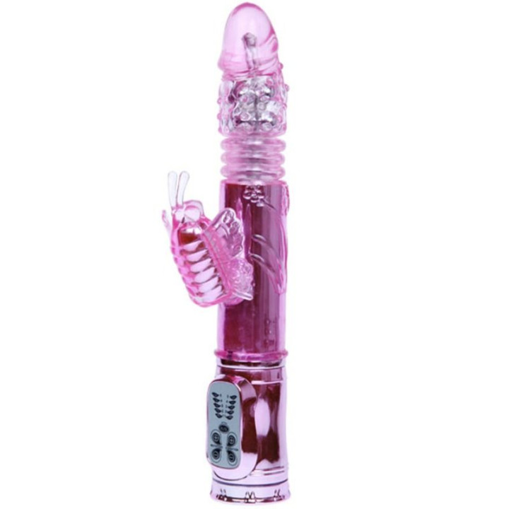 BAILE - VIBRADOR RECARGABLE CON ROTACION Y ESTIMULADOR THROBBING BUTTERF | VibraZon
