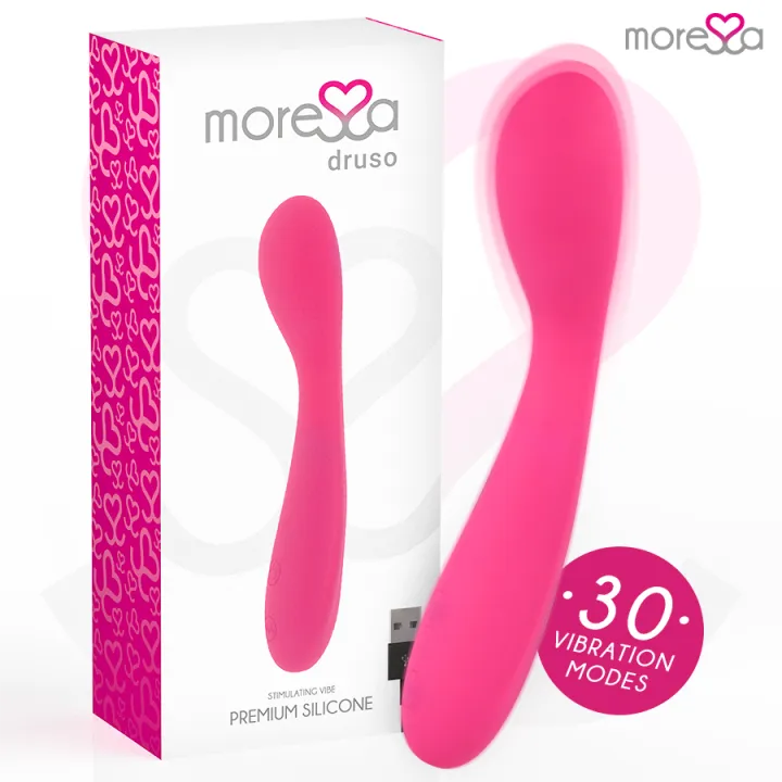 MORESSA - DRUSO MASAJEADOR DUO PUNTO G Y SUERO PELVICO PREMIUM SILICONA RECARGABLE