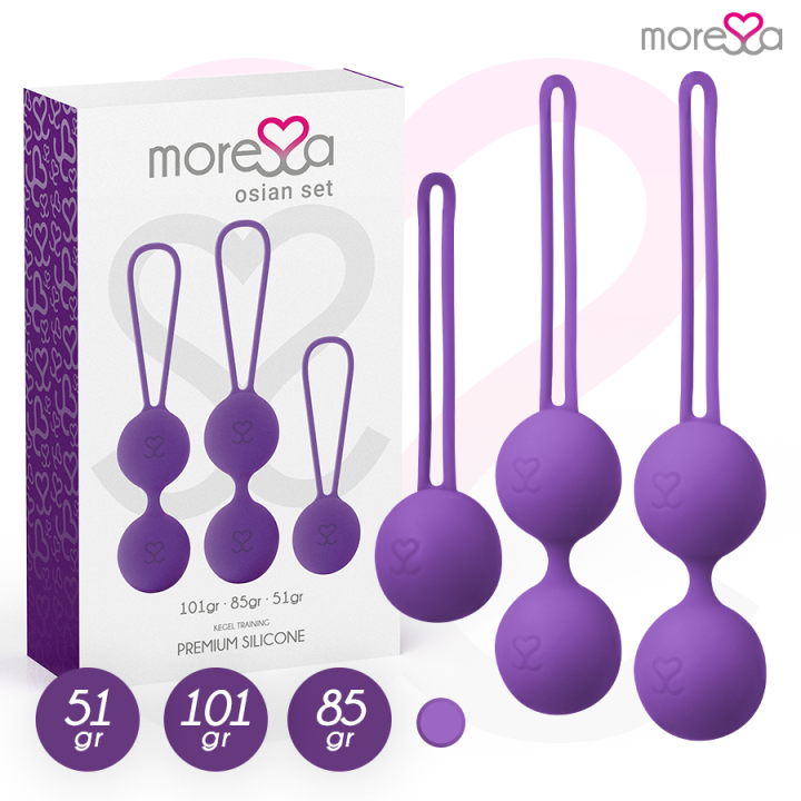 MORESSA - OSIAN SET Osian One; 51 Gr / Osian Two; 101 Gr / Osian Three 85 gr PREMIUM SILICONA LILA | VibraZon