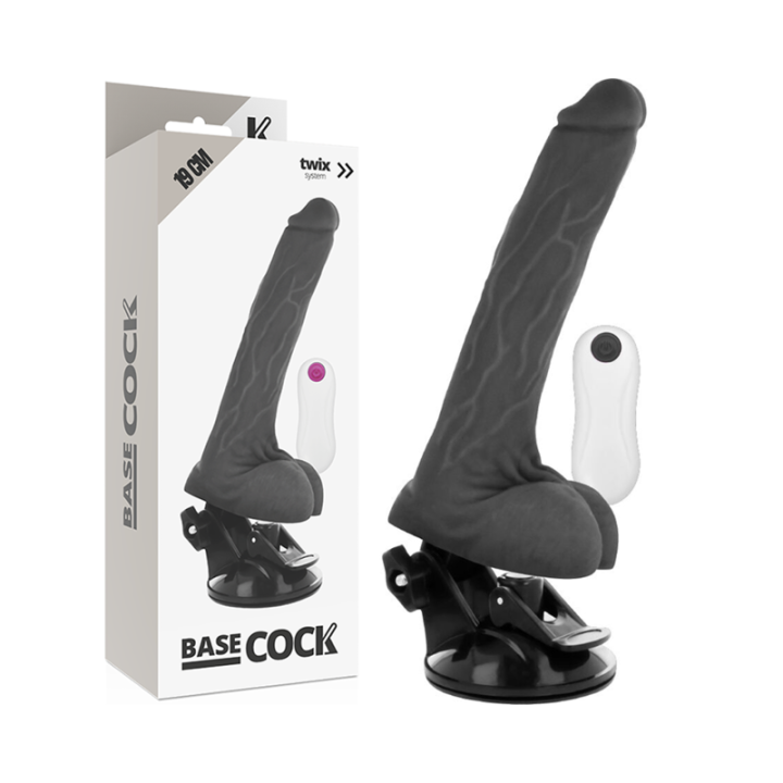 BASECOCK - VIBRADOR REALÍSTICO CONTROL REMOTO NEGRO 19 CM -O- 4 CM | VibraZon