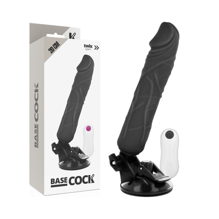 BASECOCK - VIBRADOR REALÍSTICO CONTROL REMOTO NEGRO 20 CM -O- 4 CM | VibraZon