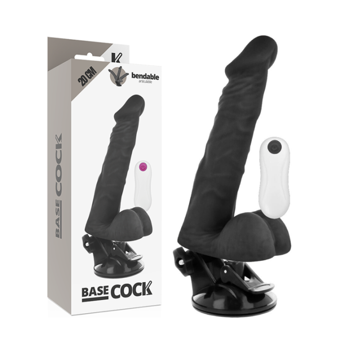 BASECOCK - VIBRADOR REALÍSTICO ARTICULABLE CONTROL REMOTO NEGRO 20 CM -O- 4.5 CM | VibraZon