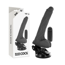 BASECOCK - VIBRADOR REALÍSTICO CONTROL REMOTO NEGRO CON TESTÍCULOS 20 CM -O- 4 CM | VibraZon