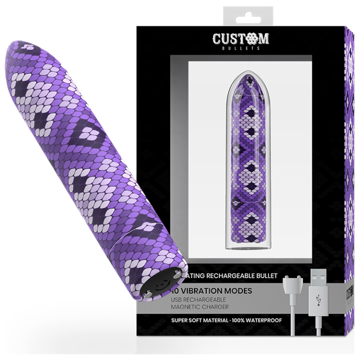 CUSTOM BULLETS - BALA RECARGABLE SNAKE LILA 10 INTENSIDADES | VibraZon