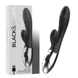 NEGRO&PLATEADO - KALEB VIBRADOR RABBIT SILICON MILTI FUNCION | VibraZon