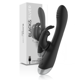 NEGRO&PLATEADO - DJ. ADAM ESTIMULADOR RABBIT SILICONA RECARGABLE NEGRO | VibraZon