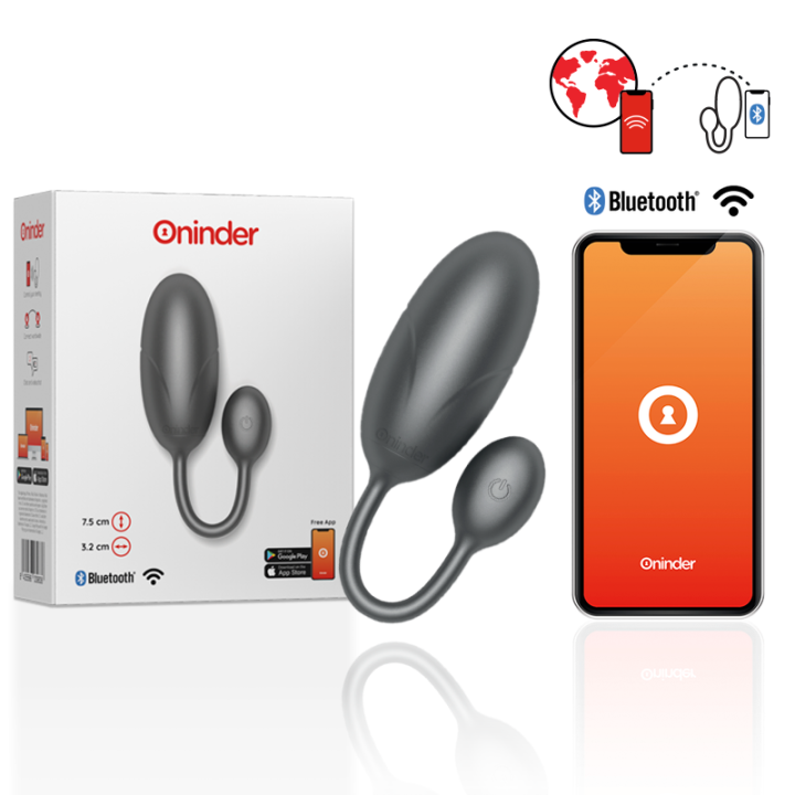 ONINDER - TOKYO HUEVO VIBRADOR NEGRO 7.5 X 3.2 CM - APP GRATUITA | VibraZon