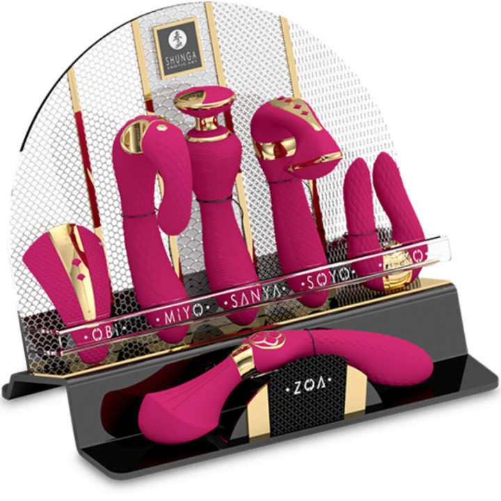 SHUNGA - EXPOSITOR 6 MASAJEADORES ÍNTIMOS FUCSIA | VibraZon