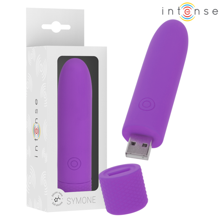 INTENSE - SYMONE BALA VIBRADORA RECARGABLE POR USB 8 VIBRACIONES MORADO 10 X 2.2 CM | VibraZon