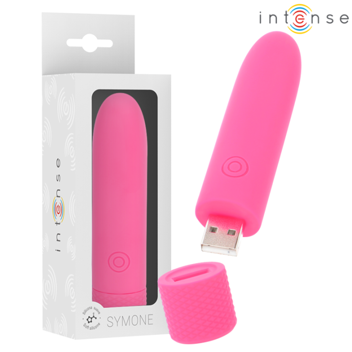 INTENSE - SYMONE BALA VIBRADORA RECARGABLE POR USB 8 VIBRACIONES ROSA 10 X 2.2 CM | VibraZon