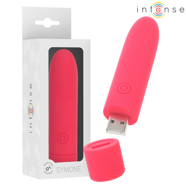 INTENSE - SYMONE BALA VIBRADORA RECARGABLE POR USB 8 VIBRACIONES ROJO 10 X 2.2 CM | VibraZon