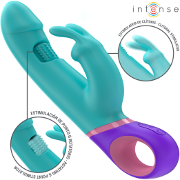 INTENSE - MÓNICA VIBRADOR RABBIT CON ESTIMULADOR ROTATORIO DEL PUNTO G AZUL | VibraZon