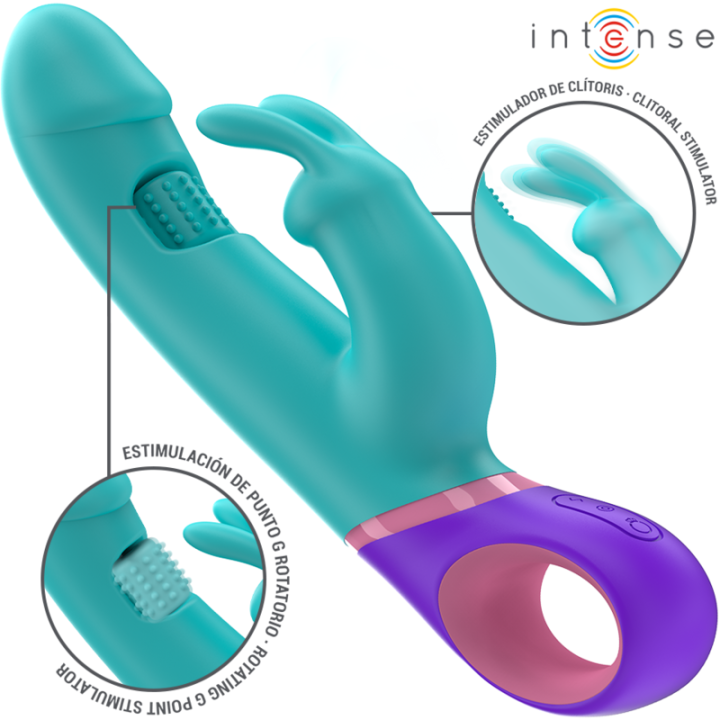 INTENSE - MÓNICA VIBRADOR RABBIT CON ESTIMULADOR ROTATORIO DEL PUNTO G AZUL | VibraZon