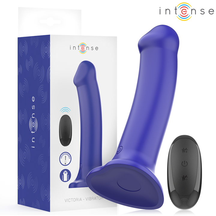 INTENSE - VICTORIA VIBRADOR CON VENTOSA 10 VIBRACIONES AZUL OSCURO CONTROL REMOTO | VibraZon