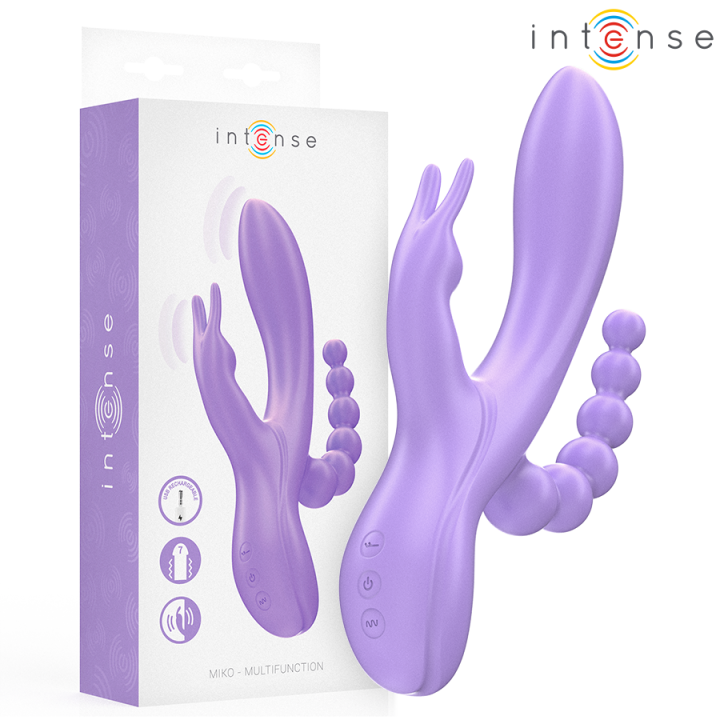 INTENSE - MIKO TRIPLE VIBRADOR RABBIT & ESTIMULADOR & ANAL 7 VIBRACIONES MORADO | VibraZon