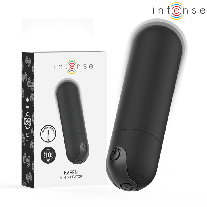 INTENSE - KAREN MINI BALA VIBRADORA 10 MODOS RECARGABLE NEGRO | VibraZon
