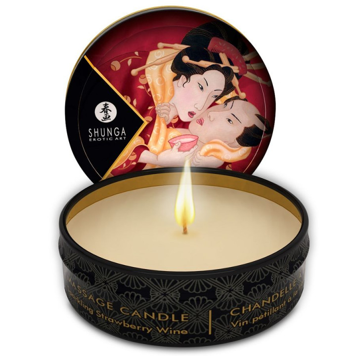 SHUNGA - MINI CARESS BY CANDELIGHT VELA MASAJE FRESAS Y CAVA 30 ML | VibraZon