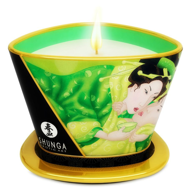 SHUNGA - MINI CARESS BY CANDELIGHT VELA MASAJE TÉ VERDE 170 ML | VibraZon