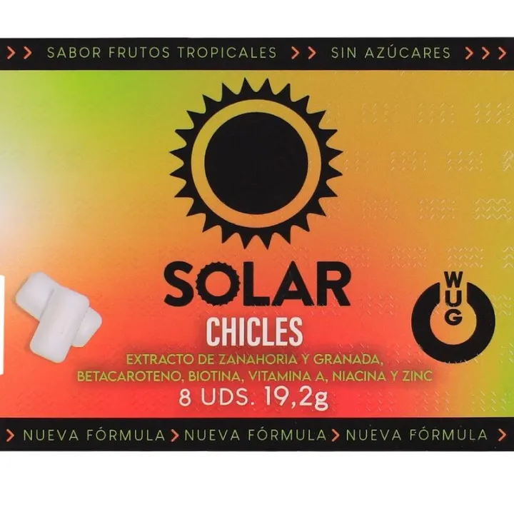 WUG Solar - El chicle que prepara tu piel para el sol BLISTER 8 UDS