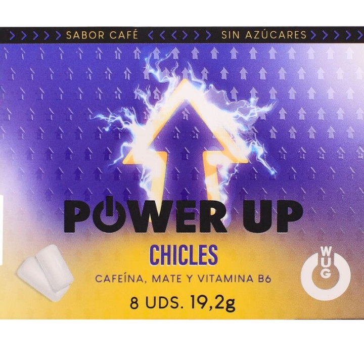 WUG Power Up - Chicle energético para concentración y resistencia BLISTER 8 UDS | VibraZon
