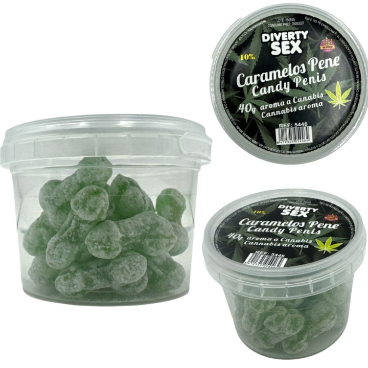 DIABLO PICANTE - 20 CARAMELOS CON FORMA DE PENE CON AROMA CANNABIS | VibraZon