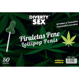 DIABLO GOLOSO - 50 PIRULETAS PENE AROMA CANNABIS | VibraZon