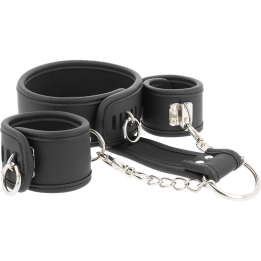 FETISH SUBMISSIVE - COLLAR Y ESPOSAS CUERO VEGANO CON FORRO DE NEOPRENO | VibraZon