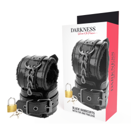DARKNESS - ESPOSAS CUERO AJUSTABLES MANOS NEGRO CON CANDADO | VibraZon