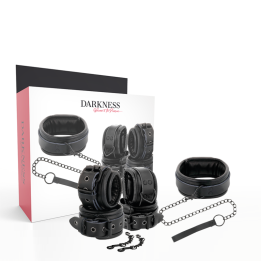 DARKNESS - ESPOSAS Y COLLAR DE CUERO NEGRO | VibraZon