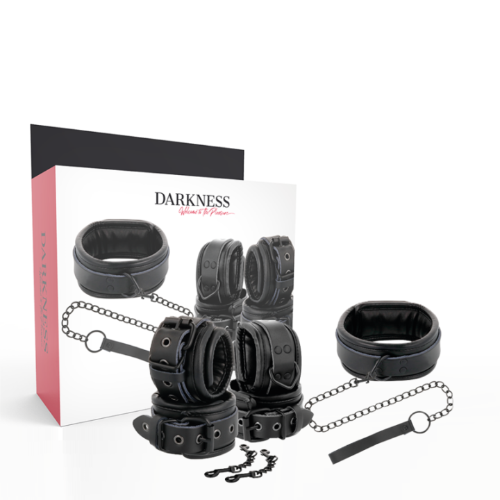 DARKNESS - ESPOSAS Y COLLAR DE CUERO NEGRO | VibraZon