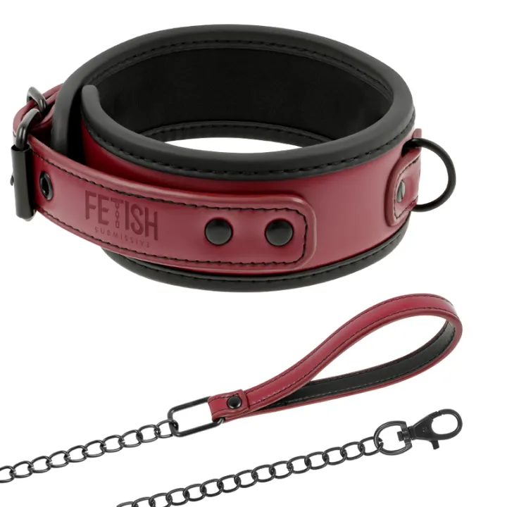 FETISH SUBMISSIVE OSCURO ROOM - COLLAR CON CADENA CON FORRO DE NEOPRENO