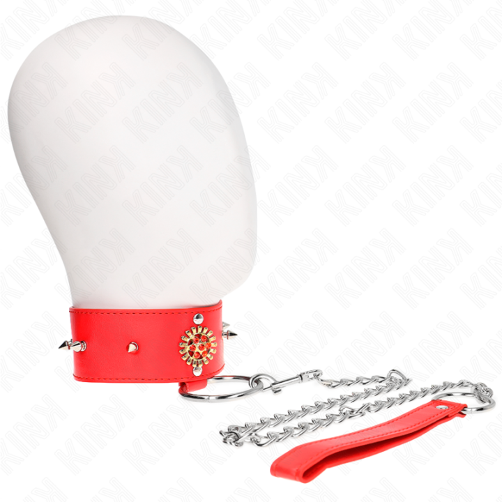 KINK - COLLAR CON CORREA 65 CM CUELLO DE DIAMANTES ROJO AJUSTABLE 35-51 CM X 7 CM | VibraZon