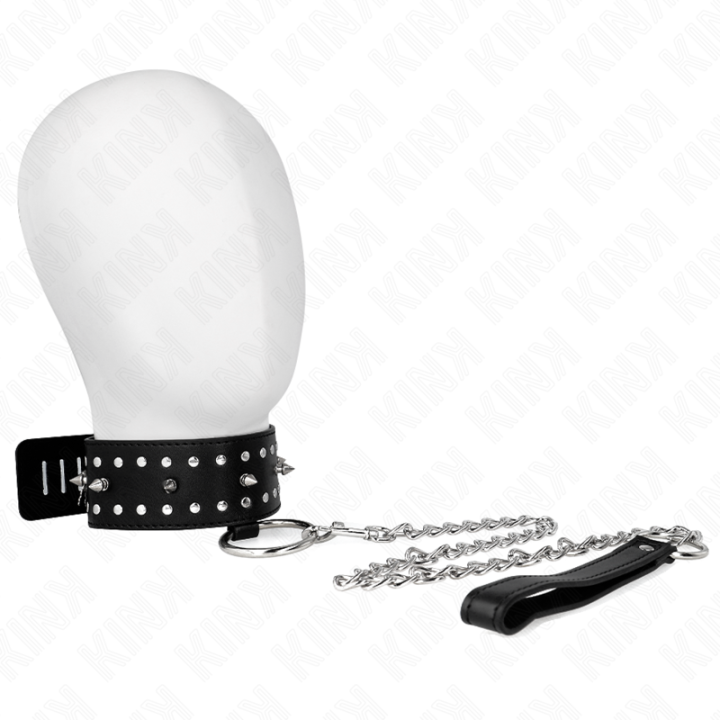 KINK - COLLAR CON CORREA 65 CM CON TACHUELAS PLATEADAS MODELO 1 AJUSTABLE 36-43 CM X 5 CM | VibraZon