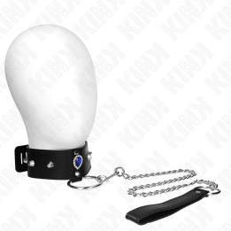 KINK - COLLAR CON CORREA 65 CM CON DIAMANTES AZULES AJUSTABLE 36-43 CM X 5 CM | VibraZon