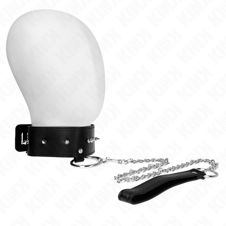 KINK - COLLAR CON CORREA 65 CM CON TACHUELAS PLATEADAS MODELO 2 AJUSTABLE 36-43 CM X 5 CM | VibraZon