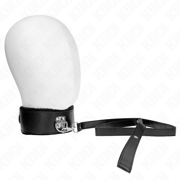 KINK - COLLAR CON CORREA 116 CM CON TACHUELAS PLATEADAS MODELO 4 NEGRO AJUSTABLE 40-48 CM X 6 CM | VibraZon