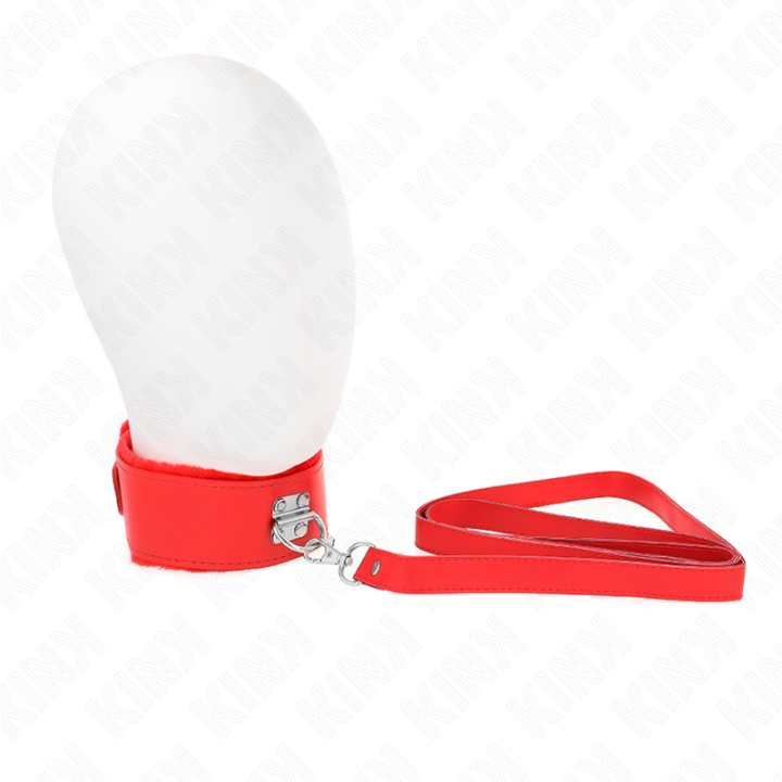 KINK - COLLAR CON CORREA 116 CM CON TACHUELAS PLATEADAS MODELO 4 ROJO AJUSTABLE 40-48 CM X 6 CM | VibraZon