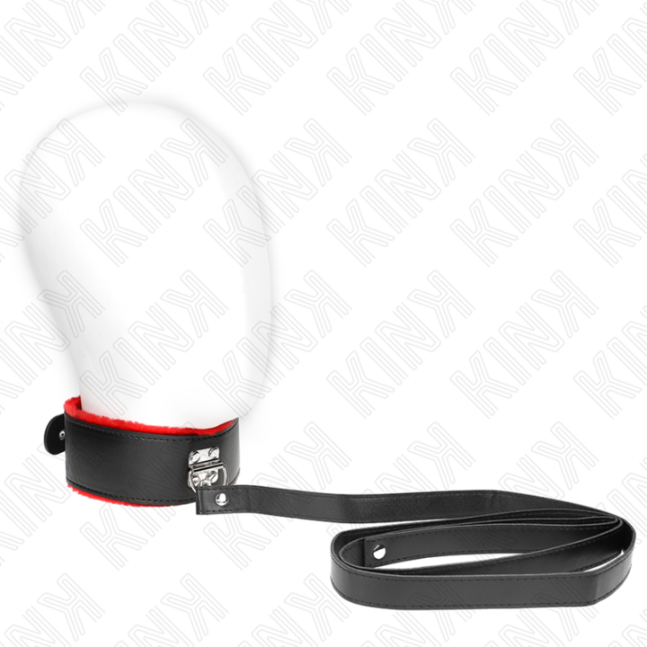KINK - COLLAR CON CORREA 116 CM DE PIEL ROJO AJUSTABLE 40-48 CM X 6 CM | VibraZon