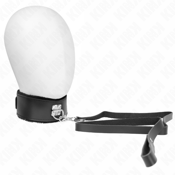 KINK - COLLAR CON CORREA 116 CM DE PIEL NEGRO AJUSTABLE 40-48 CM X 6 CM | VibraZon