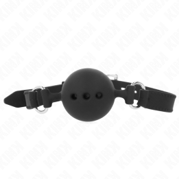 KINK - MORDAZA 55 x 2 CM DE BOLA 4.5 CM DE SILICONA COMPLETA TALLA M NEGRO AJUSTABLE 35-51 CM | VibraZon