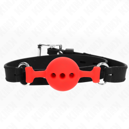 KINK - MORDAZA 55 x 2 CM DE BOLA 4 CM DE SILICONA COMPLETA TALLA S ROJO AJUSTABLE 35-51 CM | VibraZon