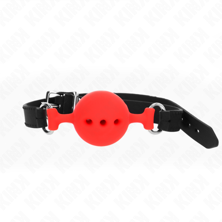 KINK - MORDAZA 55 x 2 CM DE BOLA 4.5 CM DE SILICONA COMPLETA TALLA M ROJO AJUSTABLE 35-51 CM | VibraZon