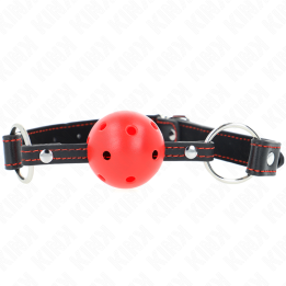 KINK - MORDAZA DE BOLA 4.5 CM ROJA DURA HUECA MODELO 2 65 x 2.5 CM | VibraZon