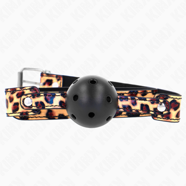 KINK - MORDAZA DE BOLA 4.5 CM TRANSPIRABLE LEOPARDO 65 x 2.5 CM | VibraZon