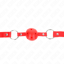 KINK - MORDAZA DE BOLA 4 CM TRANSPIRABLE CON DOBLE REMACHE MODELO 1 ROJO 62 x 2.5 CM AJUSTABLE 42-58 CM | VibraZon