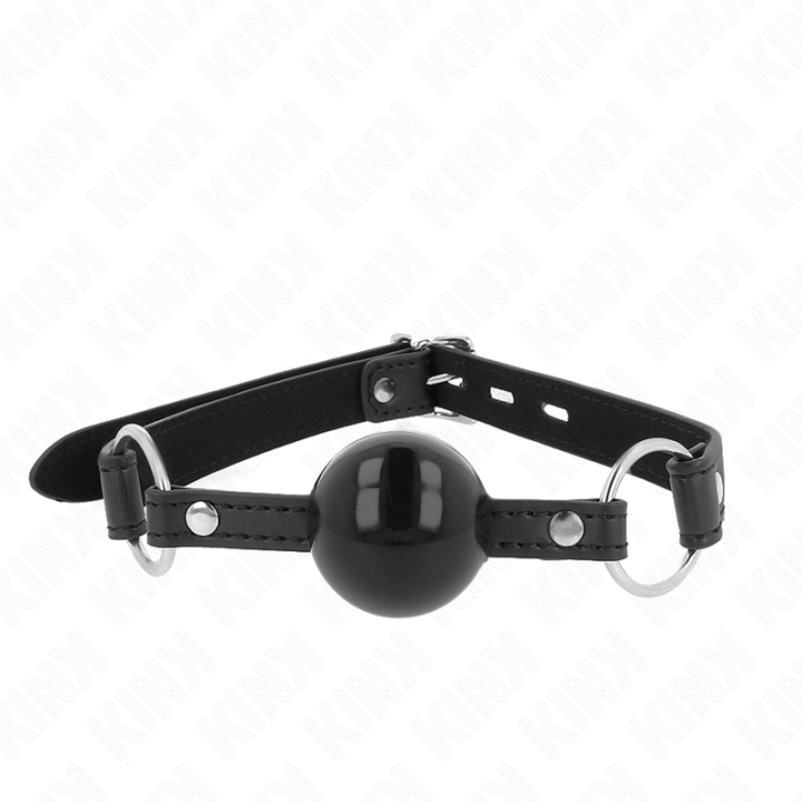 KINK - MORDAZA DE BOLA 4 CM TPE CON CANDADO NEGRO 60 x 2 CM | VibraZon