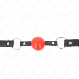 KINK - MORDAZA DE BOLA 4 CM CON CANDADO BOLA ROJA CORREA NEGRA 60 x 2 CM | VibraZon